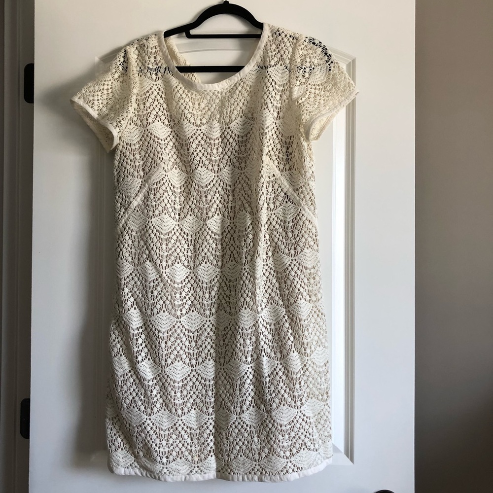 Loft dress. Size 12. White with under underlay.